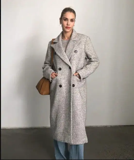 2023 Women Fashion Woolen long Coat