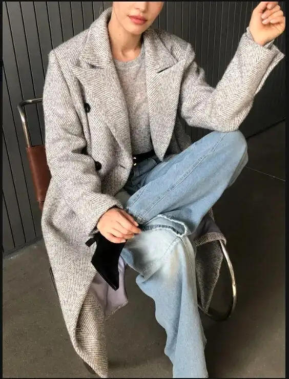 2023 Women Fashion Woolen long Coat