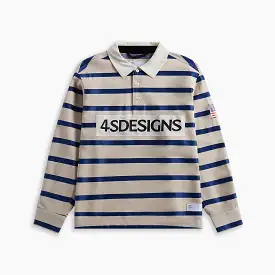 4S Designs Rugby Polo - Khaki / Navy Stripe