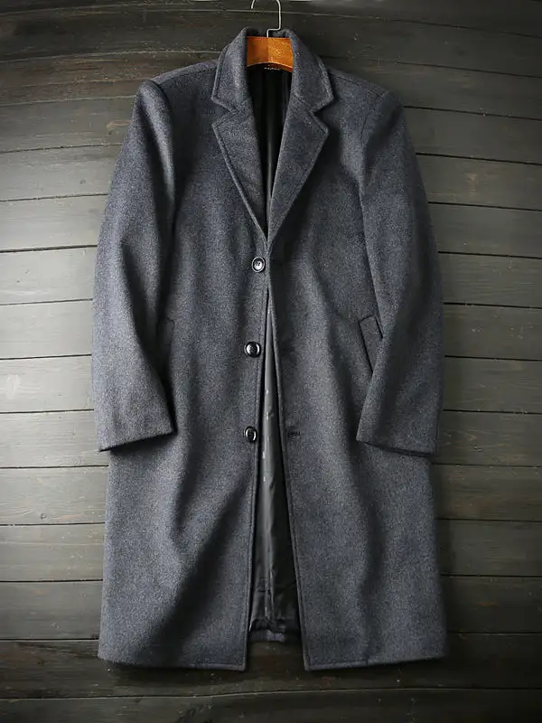 50% wool autumn and winter casual long woolen coat jacket Mens Trend Coat