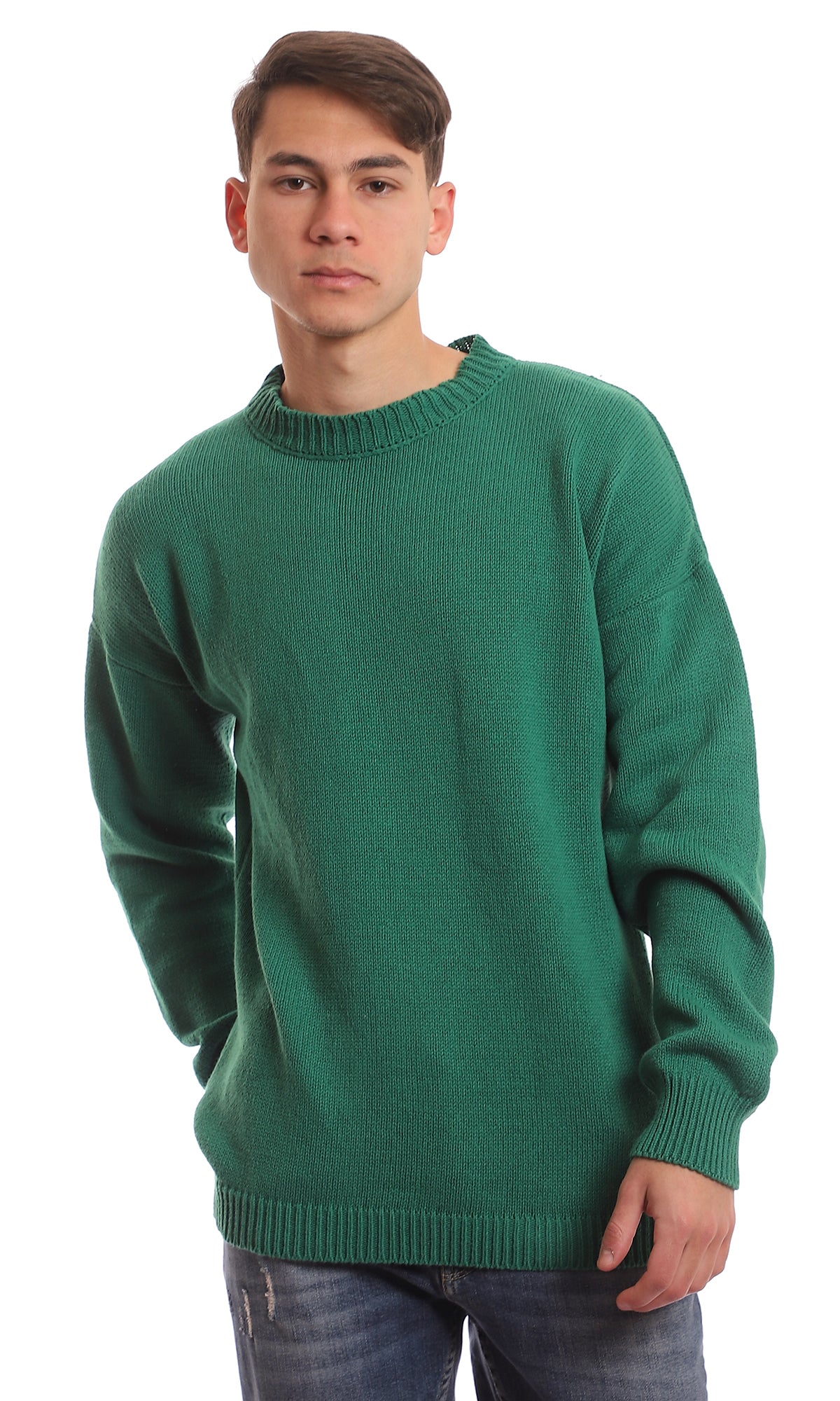 98067 Medium Green Slip On Knitted Pullover