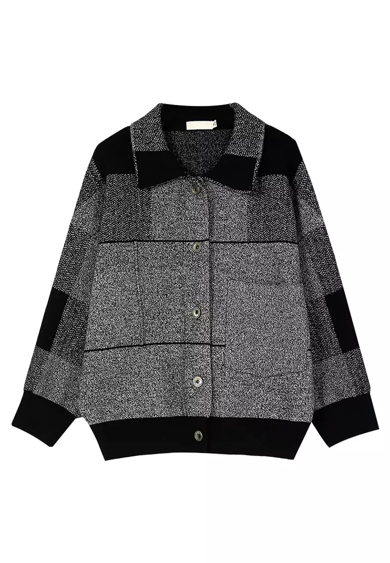 A-IN GIRLS Loose Check Woolen Coat