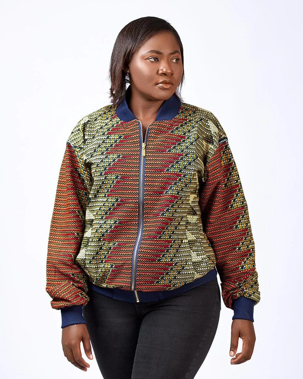 Abeba Ladies African Print Bomber Jacket -