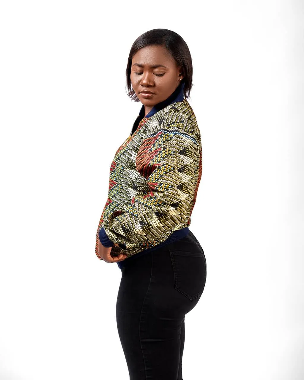 Abeba Ladies African Print Bomber Jacket -