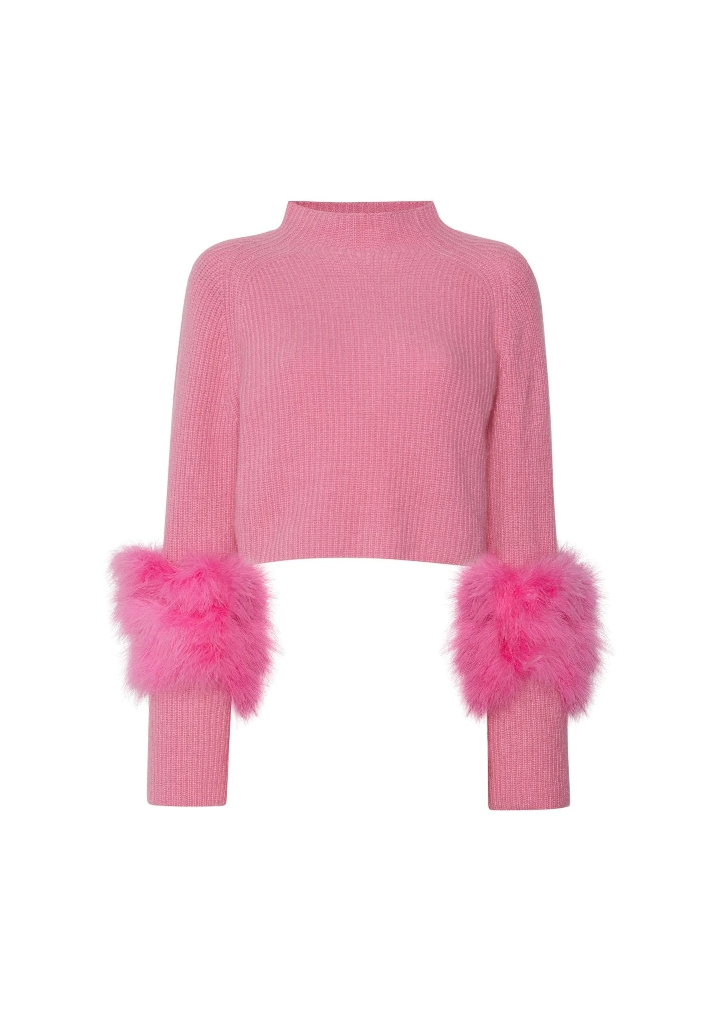 		Airy Cashmere Cropped Turtleneck With Marabou Feathers	