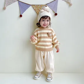 Baby Kid Girls Striped Cartoon Sweaters Wholesale 231019141