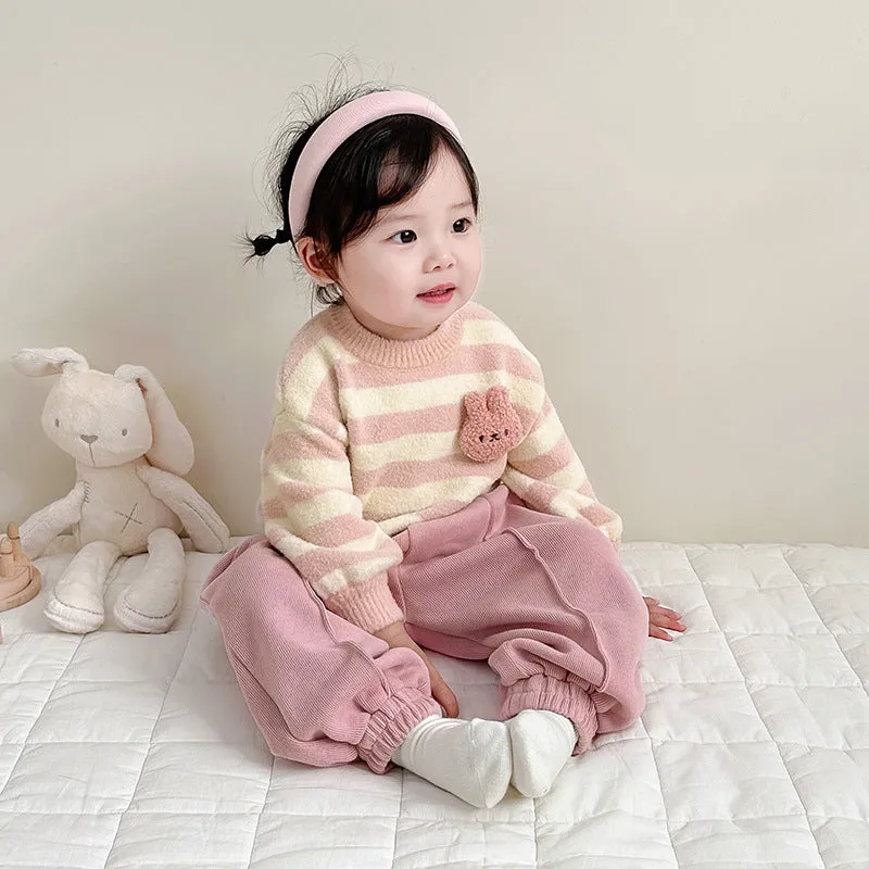 Baby Kid Girls Striped Cartoon Sweaters Wholesale 231019141