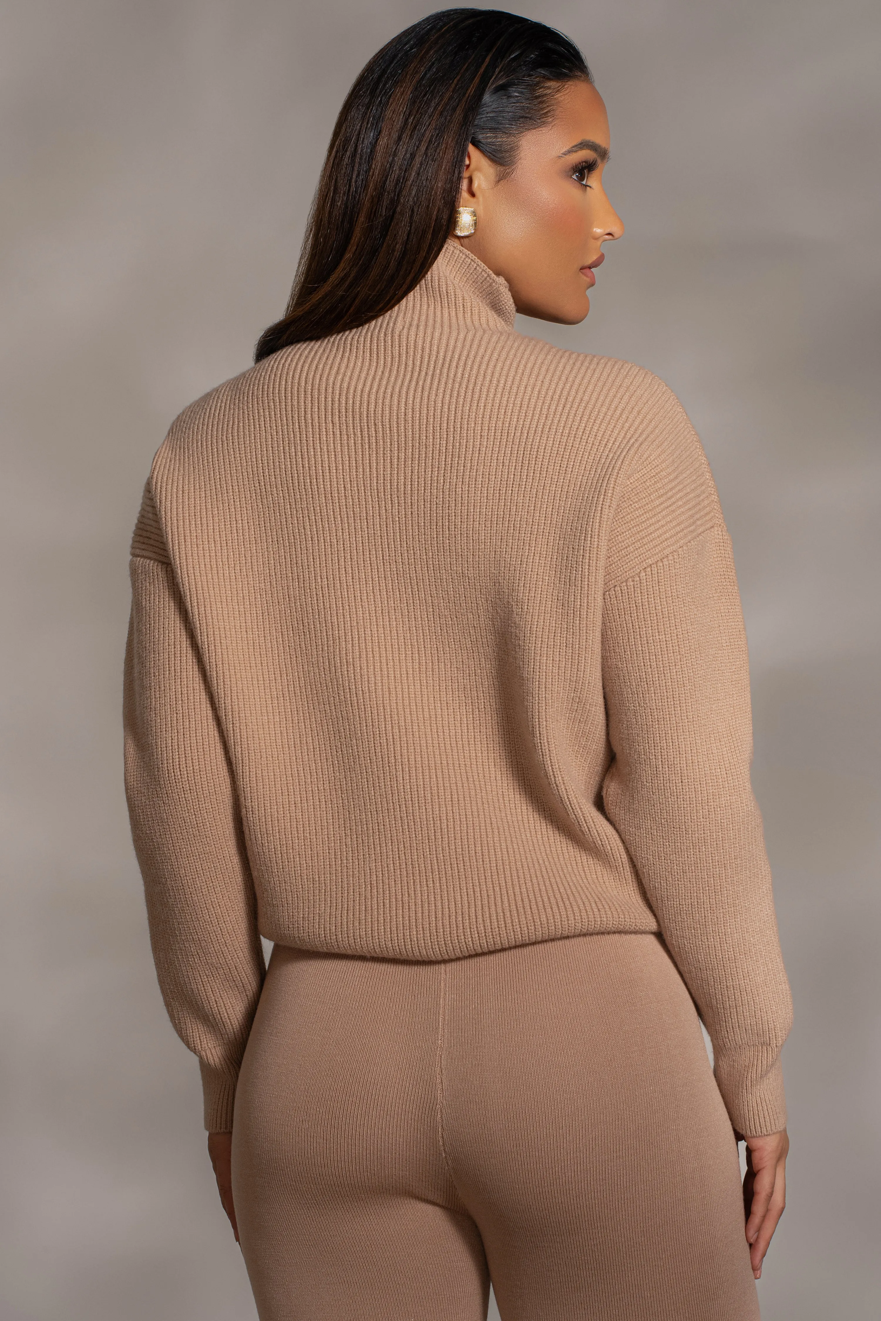 Beige Jenni Turtleneck Sweater Top