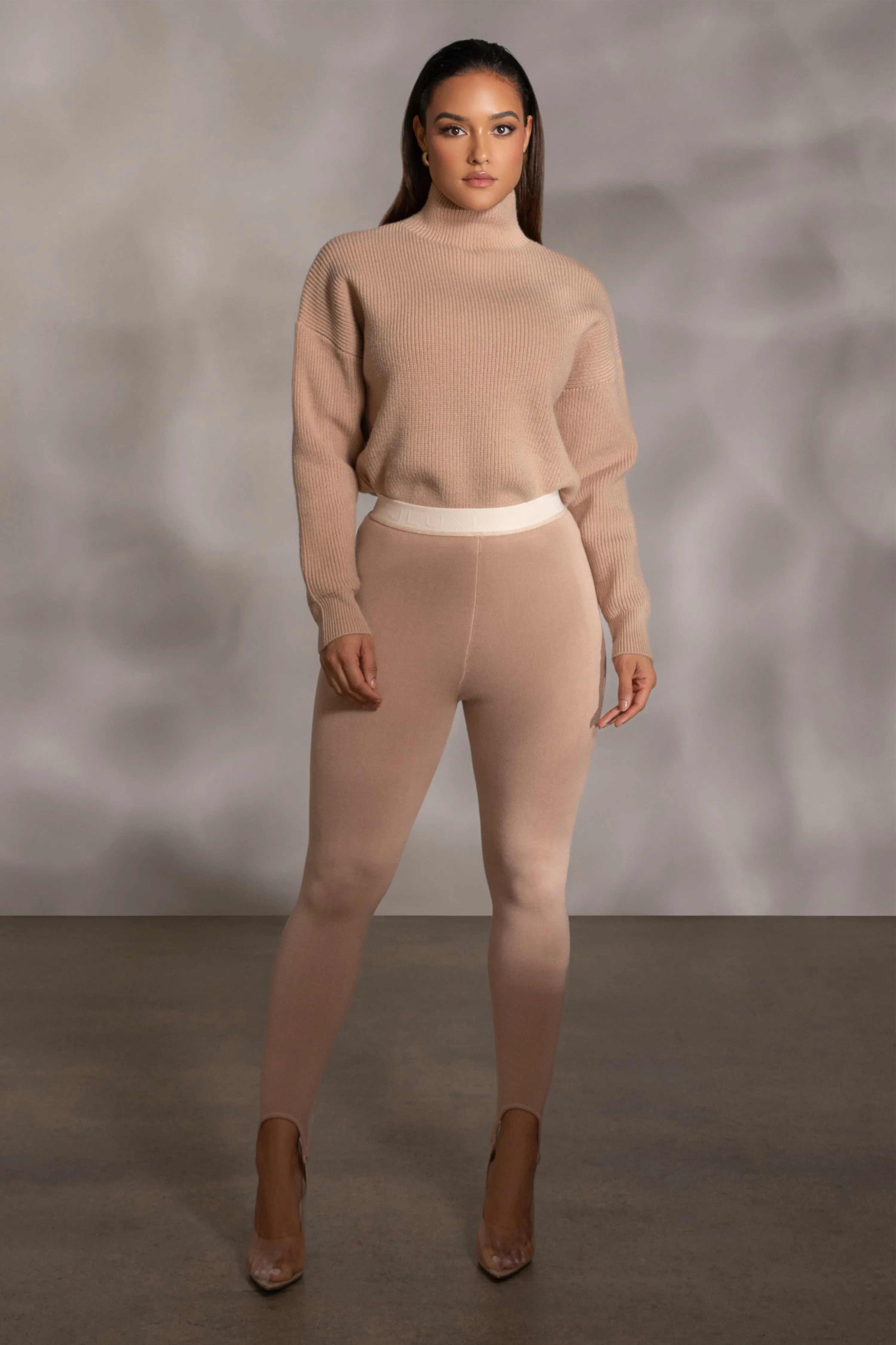 Beige Jenni Turtleneck Sweater Top