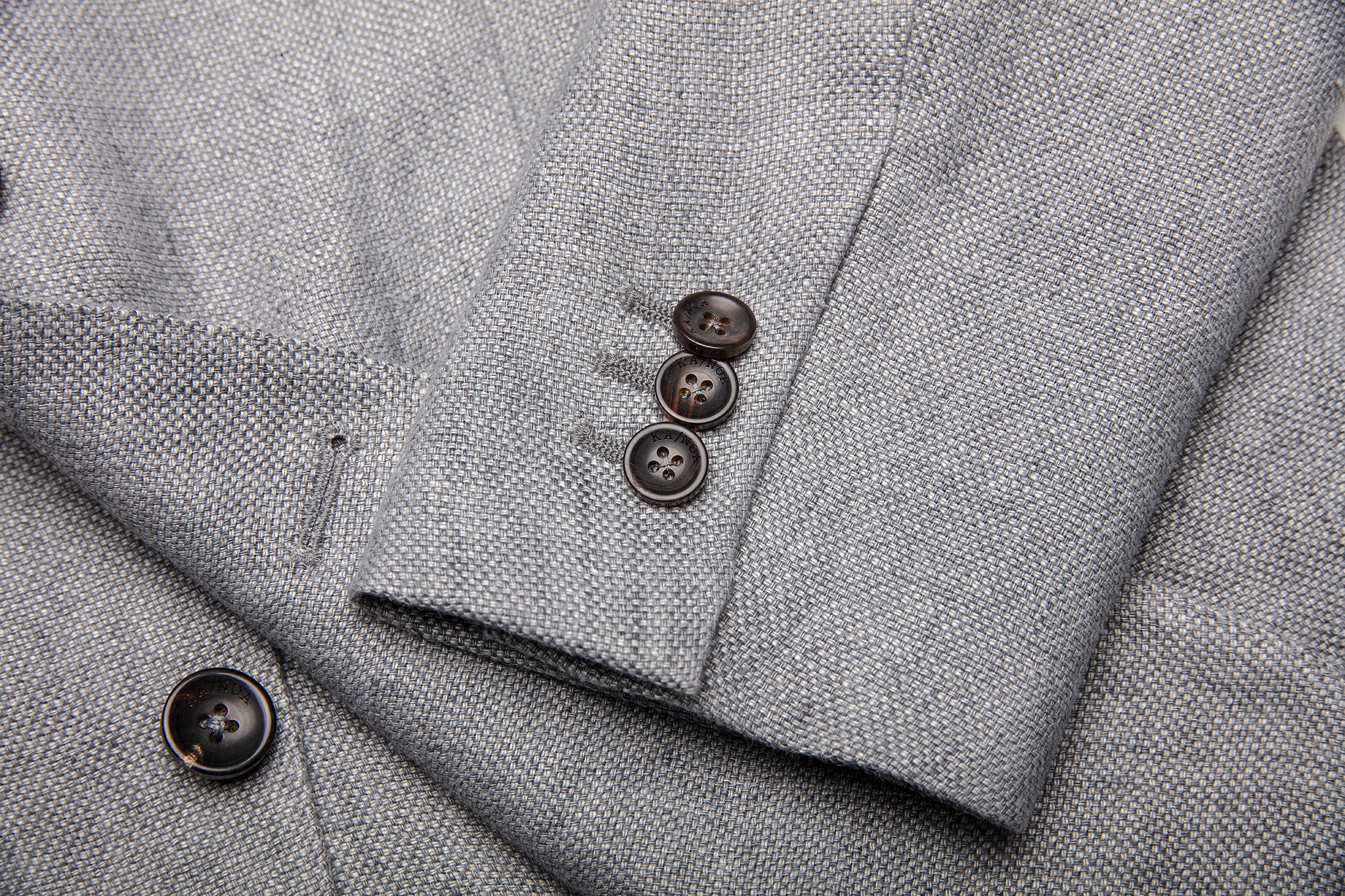 Bernat two-button blazer in delavé linen (stone grey)