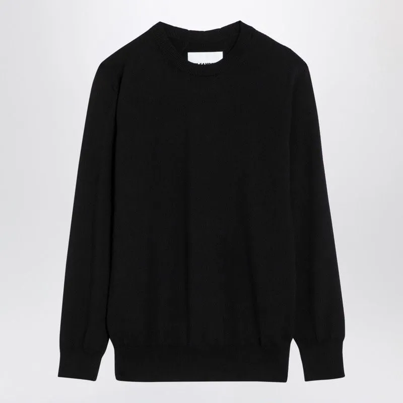 BLACK WOOL CREW-NECK SWEATER