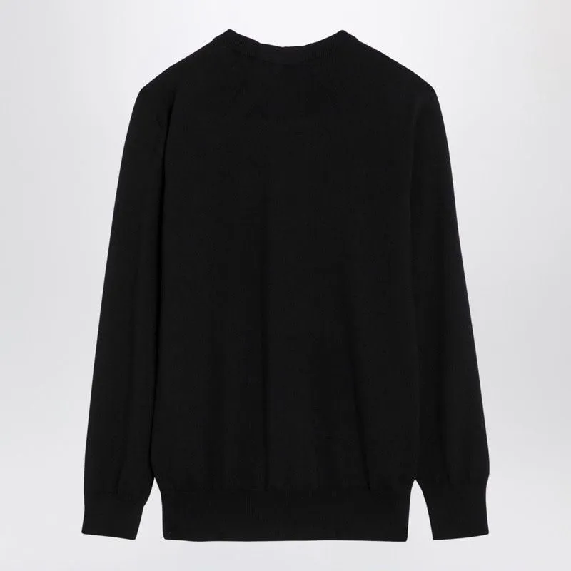 BLACK WOOL CREW-NECK SWEATER