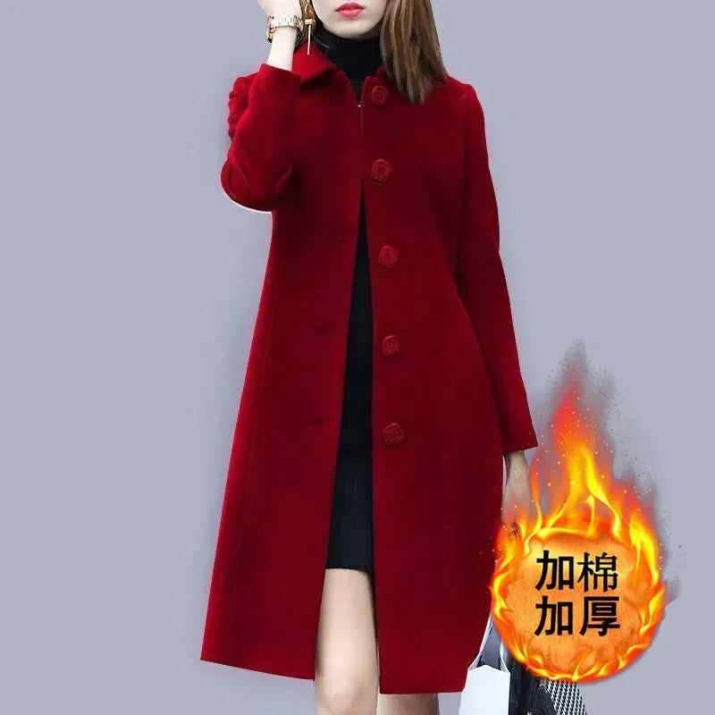 BlackTree Woolen Coat Women's Long British Style.