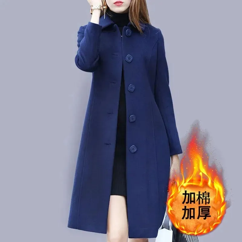 BlackTree Woolen Coat Women's Long British Style.