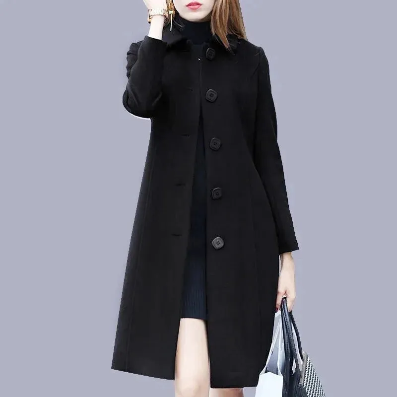 BlackTree Woolen Coat Women's Long British Style.