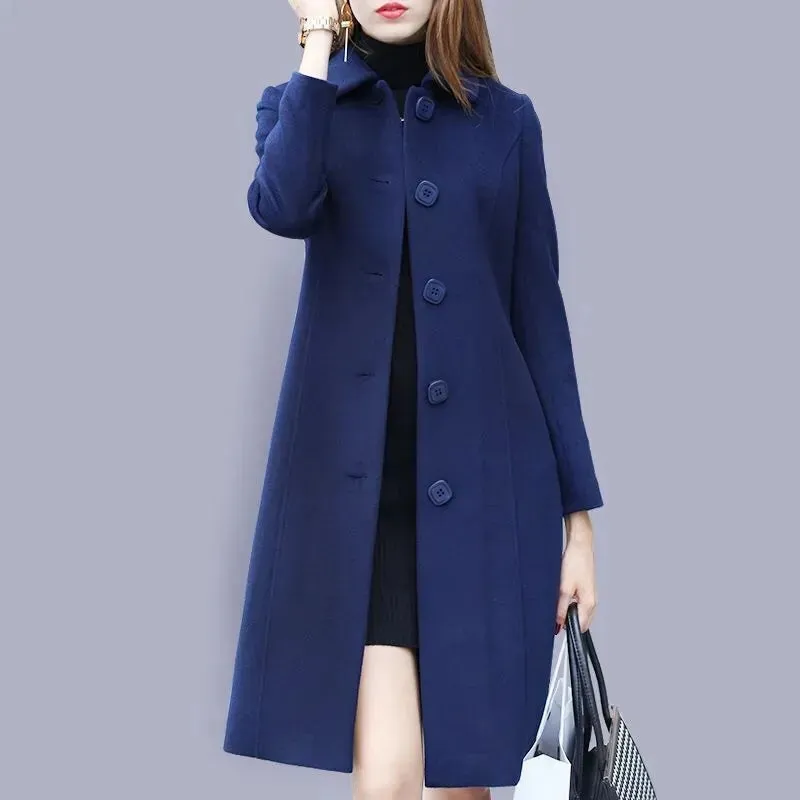 BlackTree Woolen Coat Women's Long British Style.