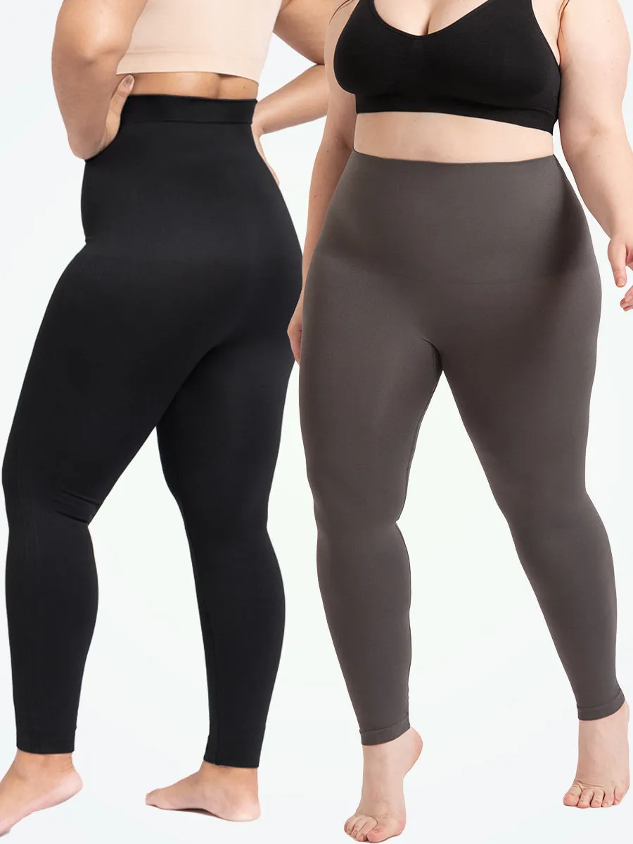 Bundle Shapermint Essentials - 1 High-Waisted Shaping Leggings + 1 Seamless Mid-Waist Leggings