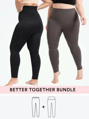 Bundle Shapermint Essentials - 1 High-Waisted Shaping Leggings + 1 Seamless Mid-Waist Leggings