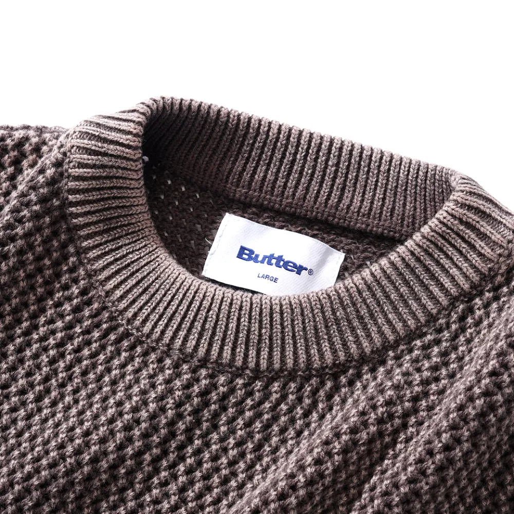 Butter Goods Washed Knitted Sweater Washed Brown