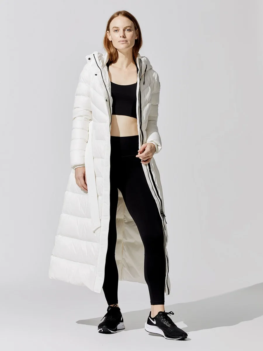 Calina Belted Puffer Coat - Off White