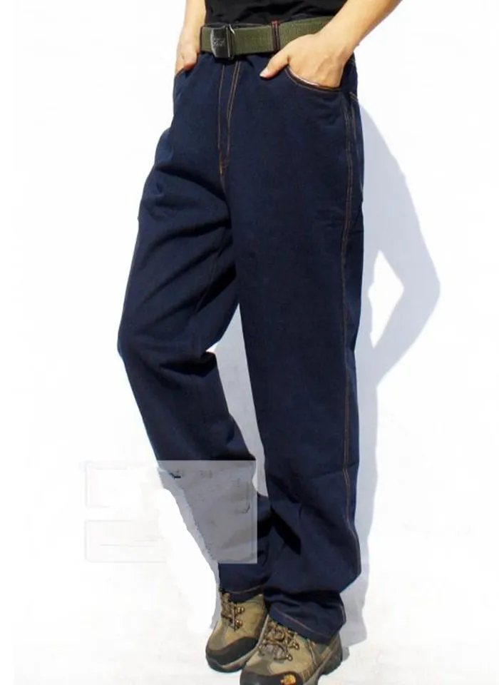 Casual Men's Solid Pattern Denim Pockets Decor Cargo Baggy Jeans Trousers