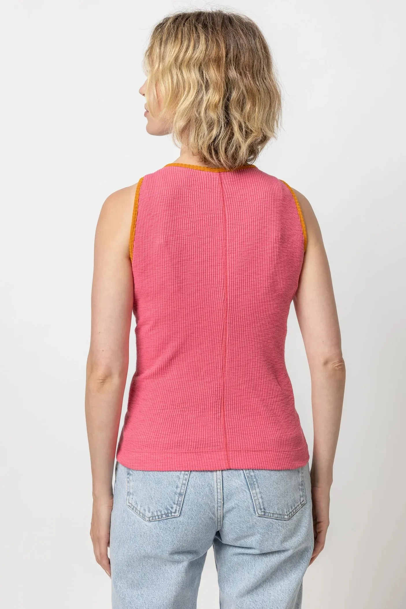 Contrast Binding Crewneck Tank