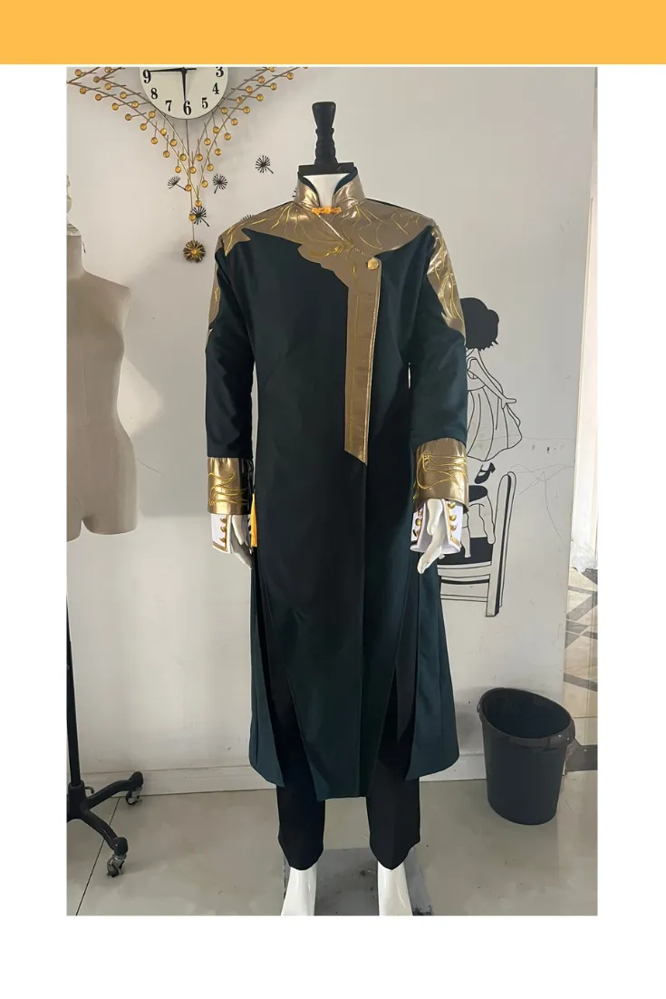 Custom Design Pine Green And Gold Embroidered Cosplay Costume