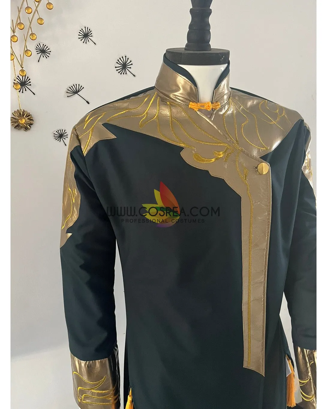 Custom Design Pine Green And Gold Embroidered Cosplay Costume