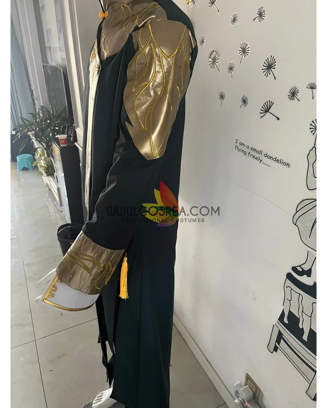 Custom Design Pine Green And Gold Embroidered Cosplay Costume