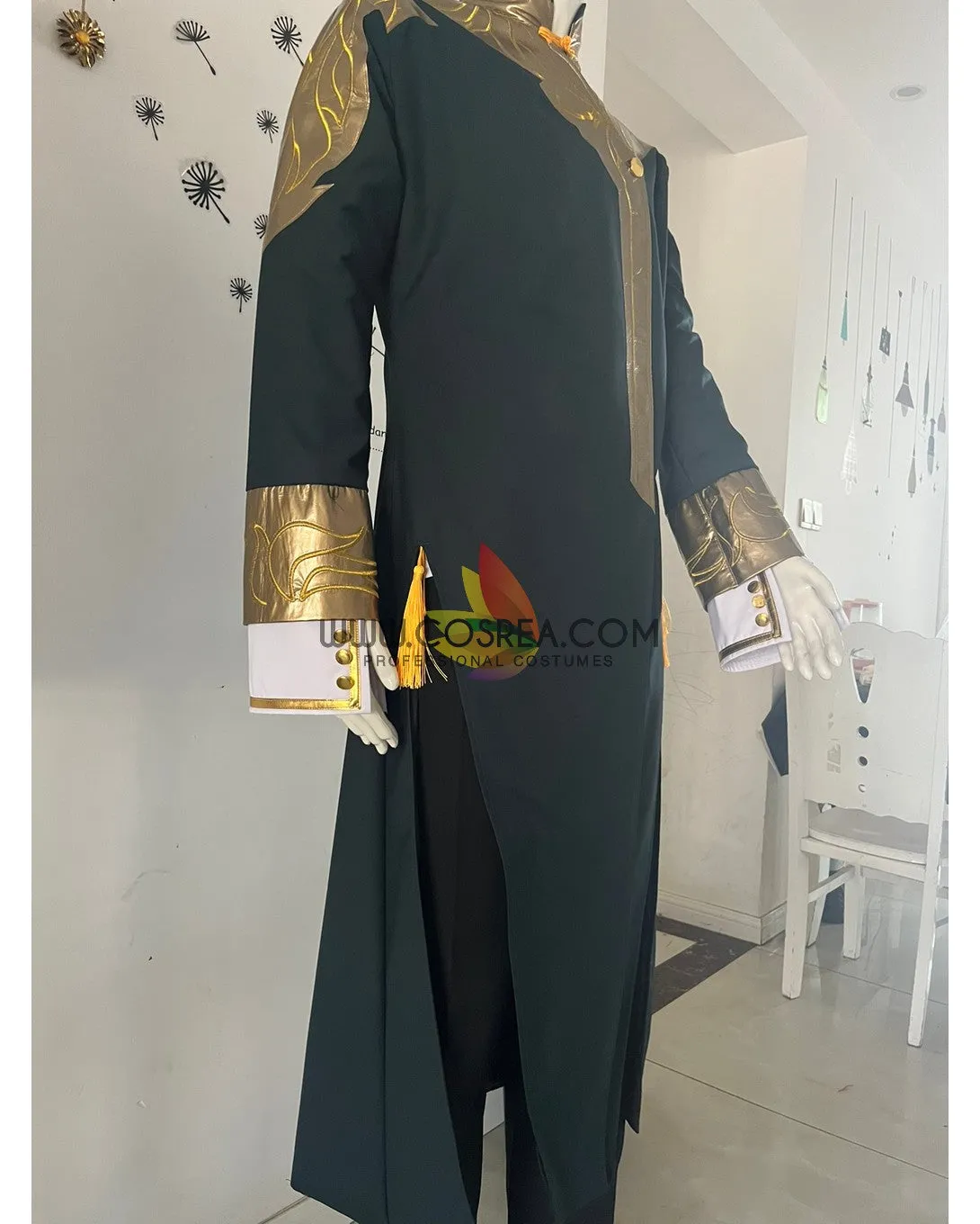 Custom Design Pine Green And Gold Embroidered Cosplay Costume