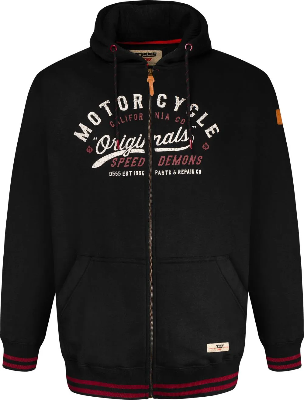 D555 Patrick Motorcycle Print Full Zip Hoody - Black