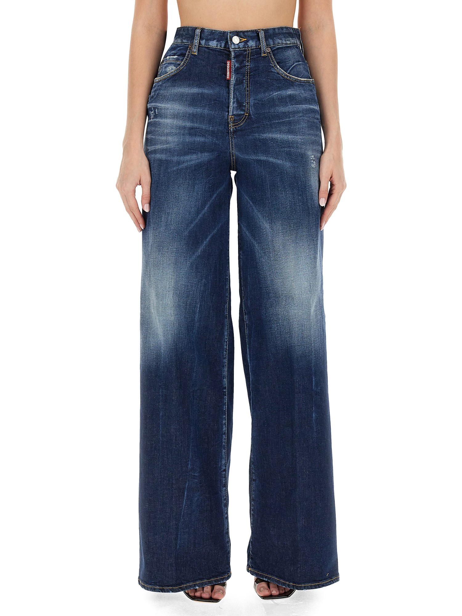 DSQUARED    COTTON DENIM TRAVELLER JEANS