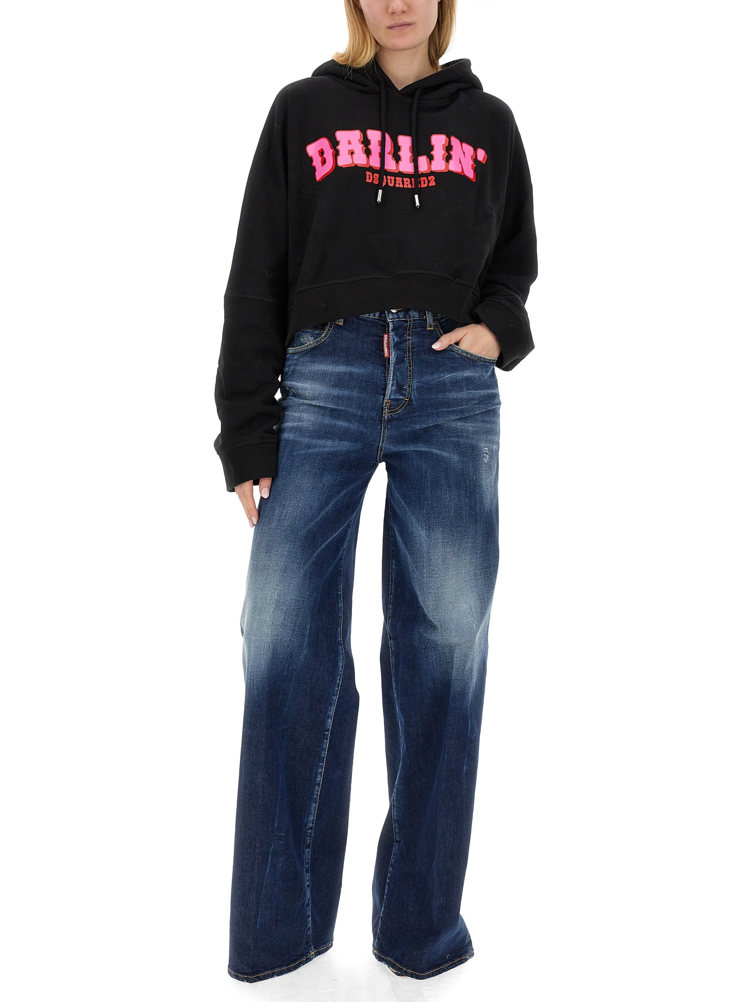 DSQUARED    COTTON DENIM TRAVELLER JEANS