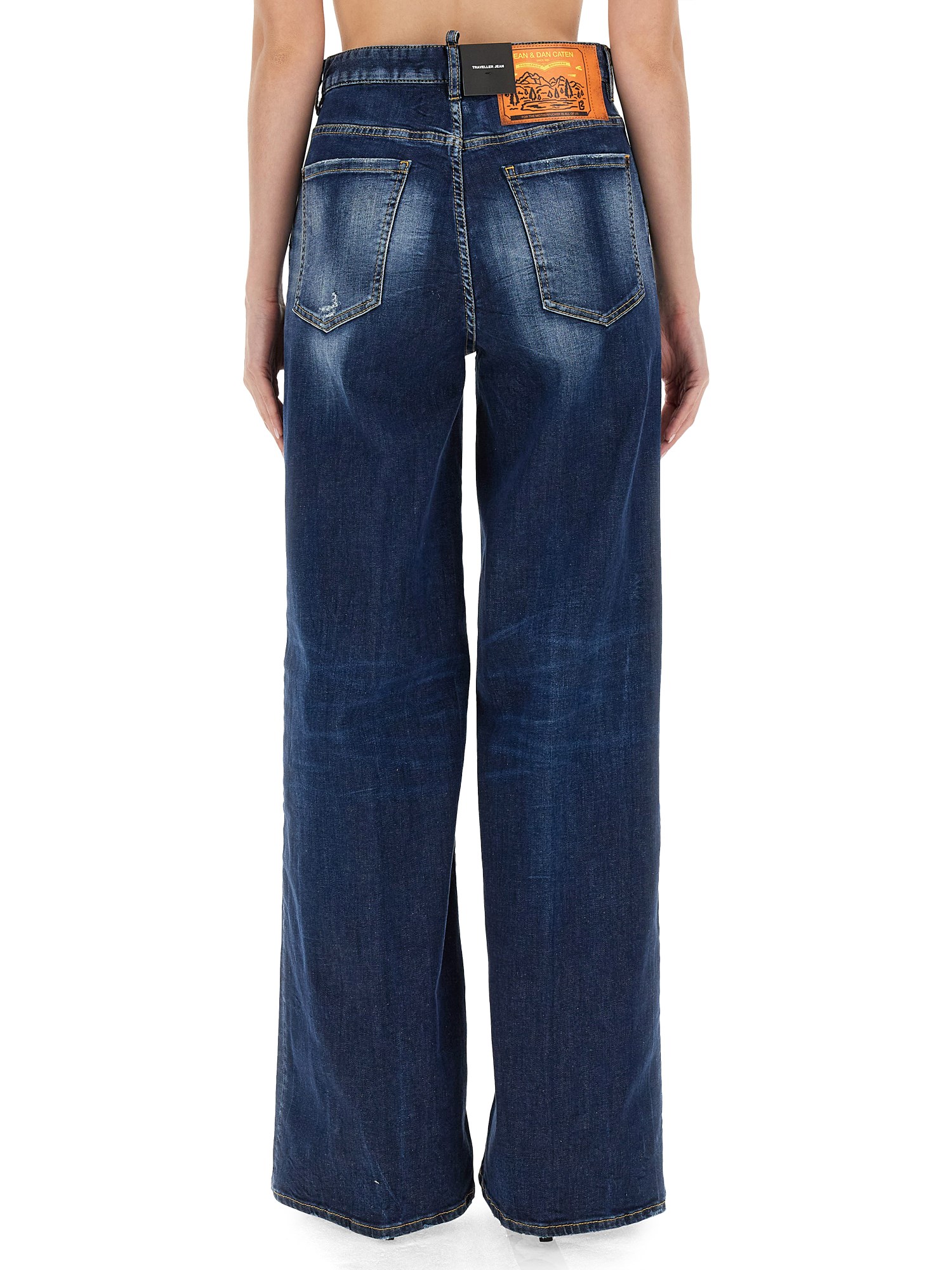 DSQUARED    COTTON DENIM TRAVELLER JEANS