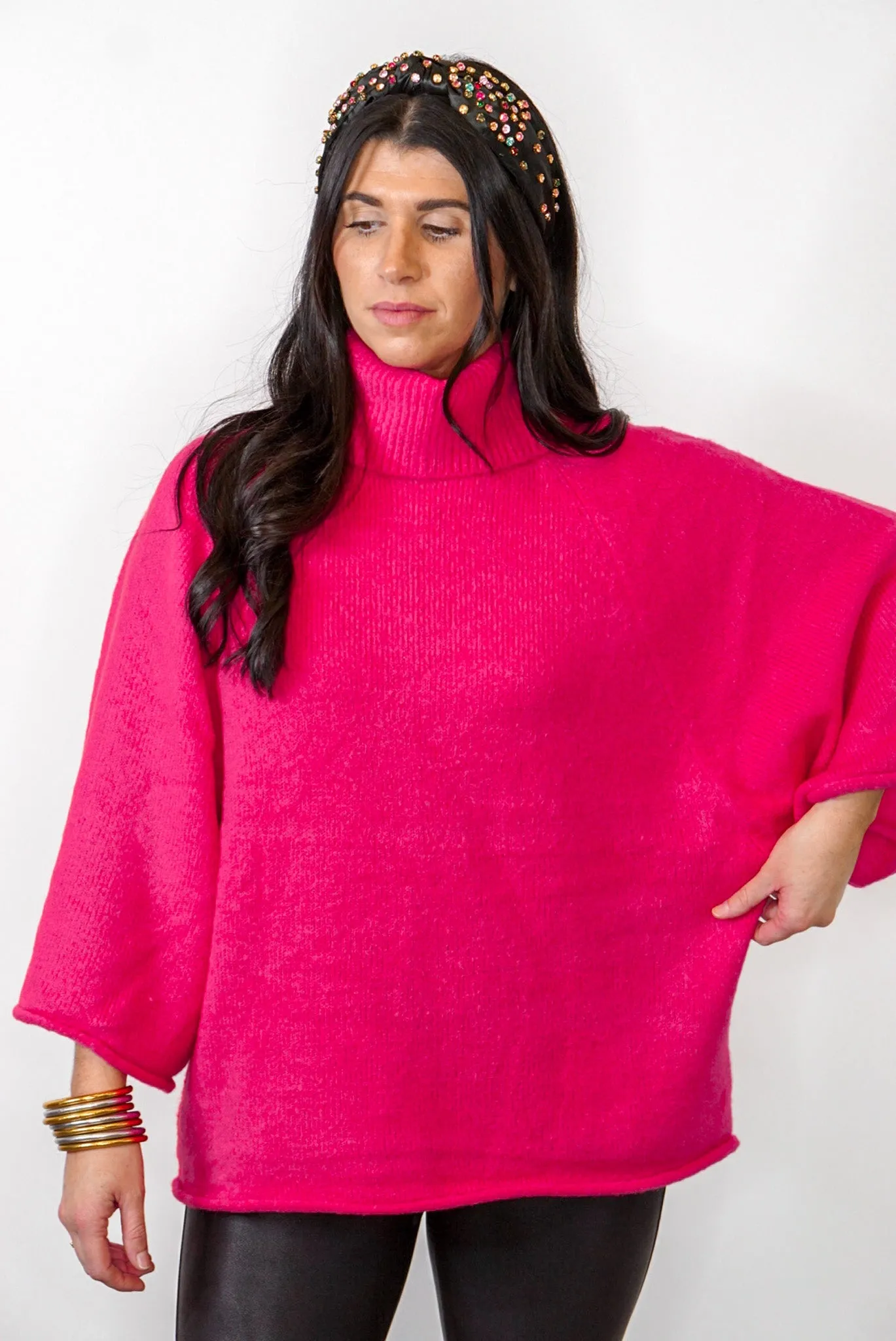 Fire Away Hot Pink Turtleneck Sweater