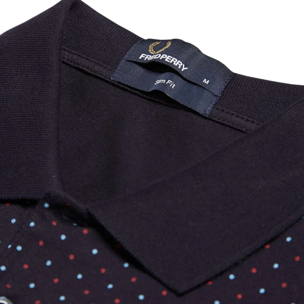 Fred Perry Polka Dot Two Button PoloNavy, Glacier & Port