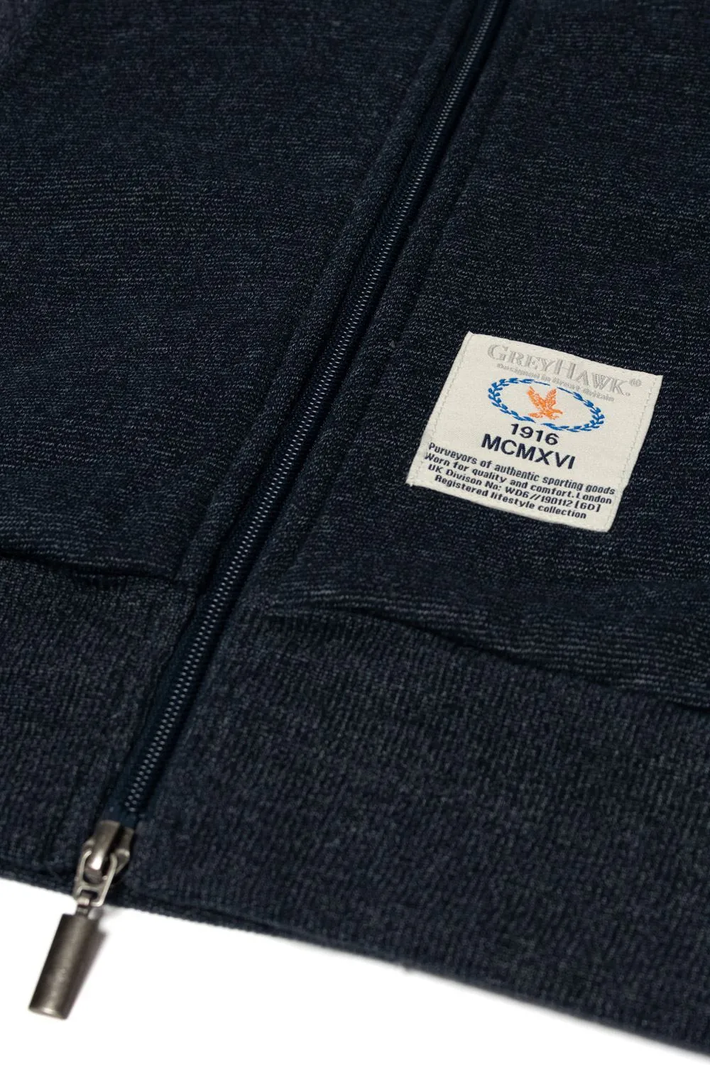 Grey Hawk Fleece Lined Zipped Hoody - Navy