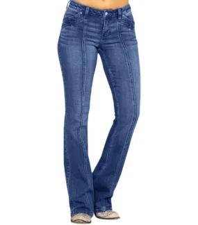 High Street Style Low Waist Flared Casual Jeans Pants for Women