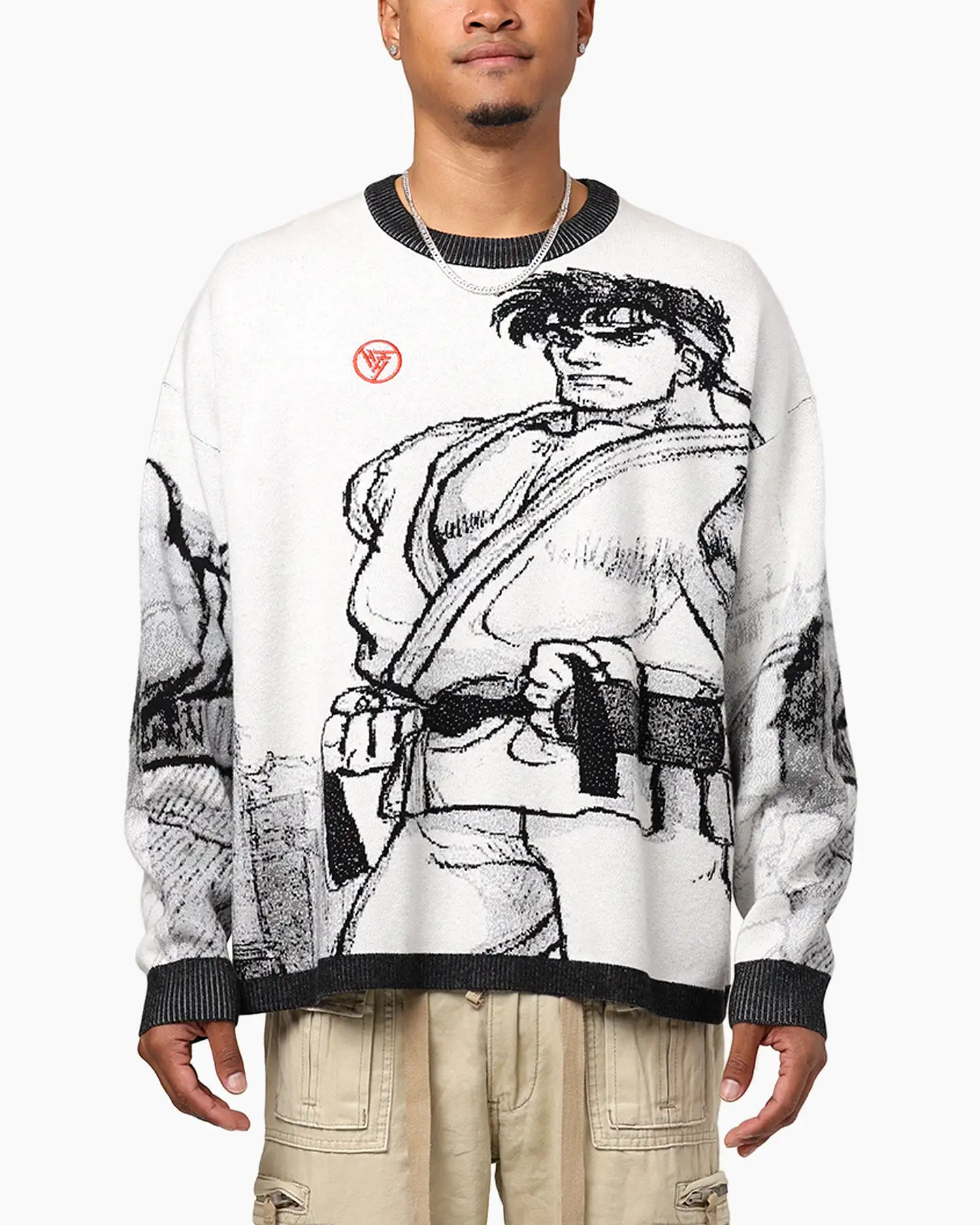 Hypland X Street Fighter Ryu Cropped Sweater White/Black