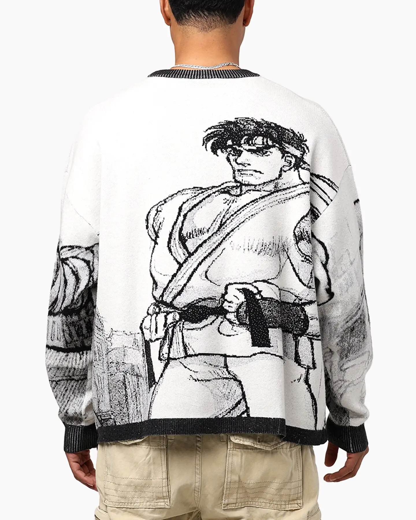 Hypland X Street Fighter Ryu Cropped Sweater White/Black