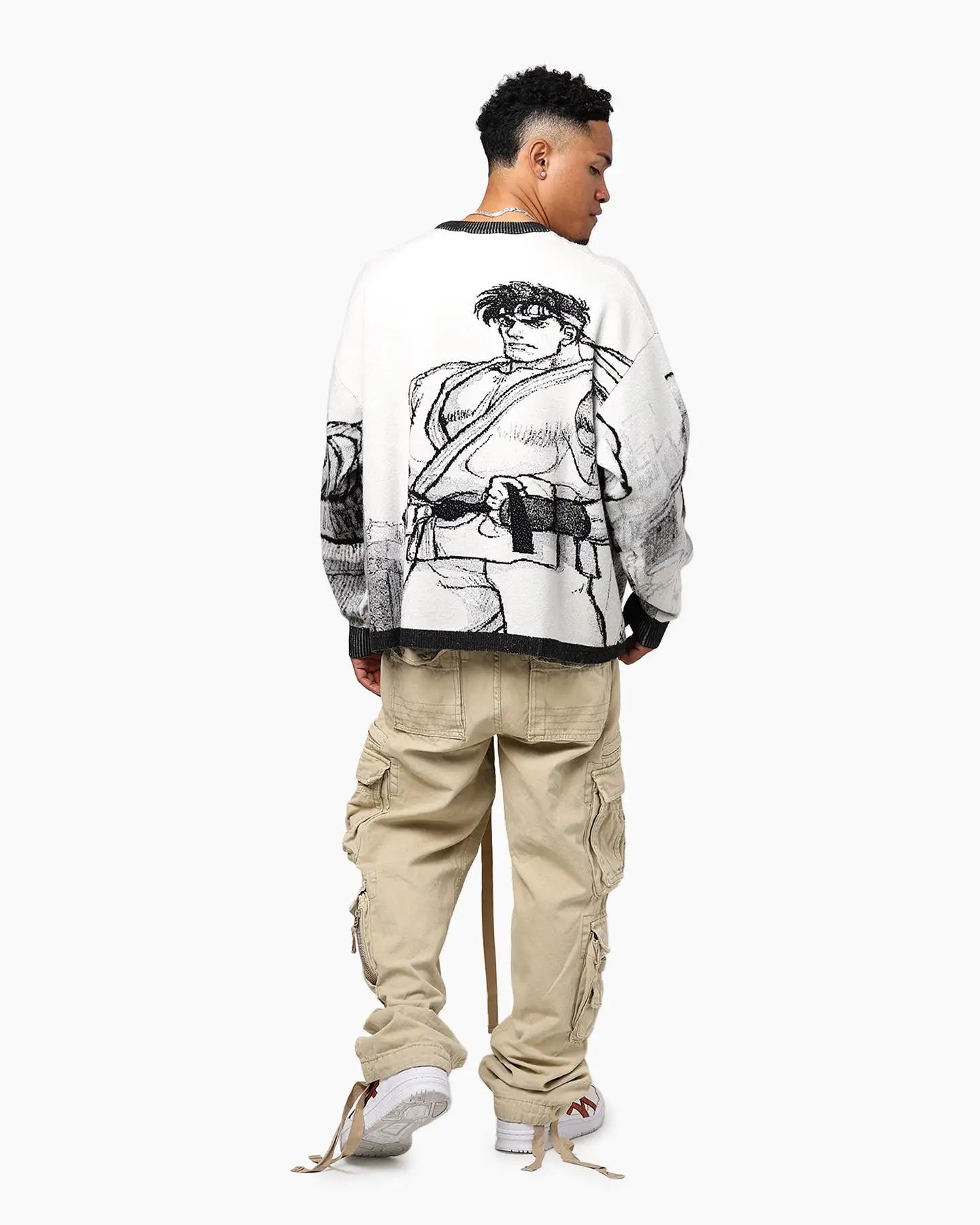 Hypland X Street Fighter Ryu Cropped Sweater White/Black