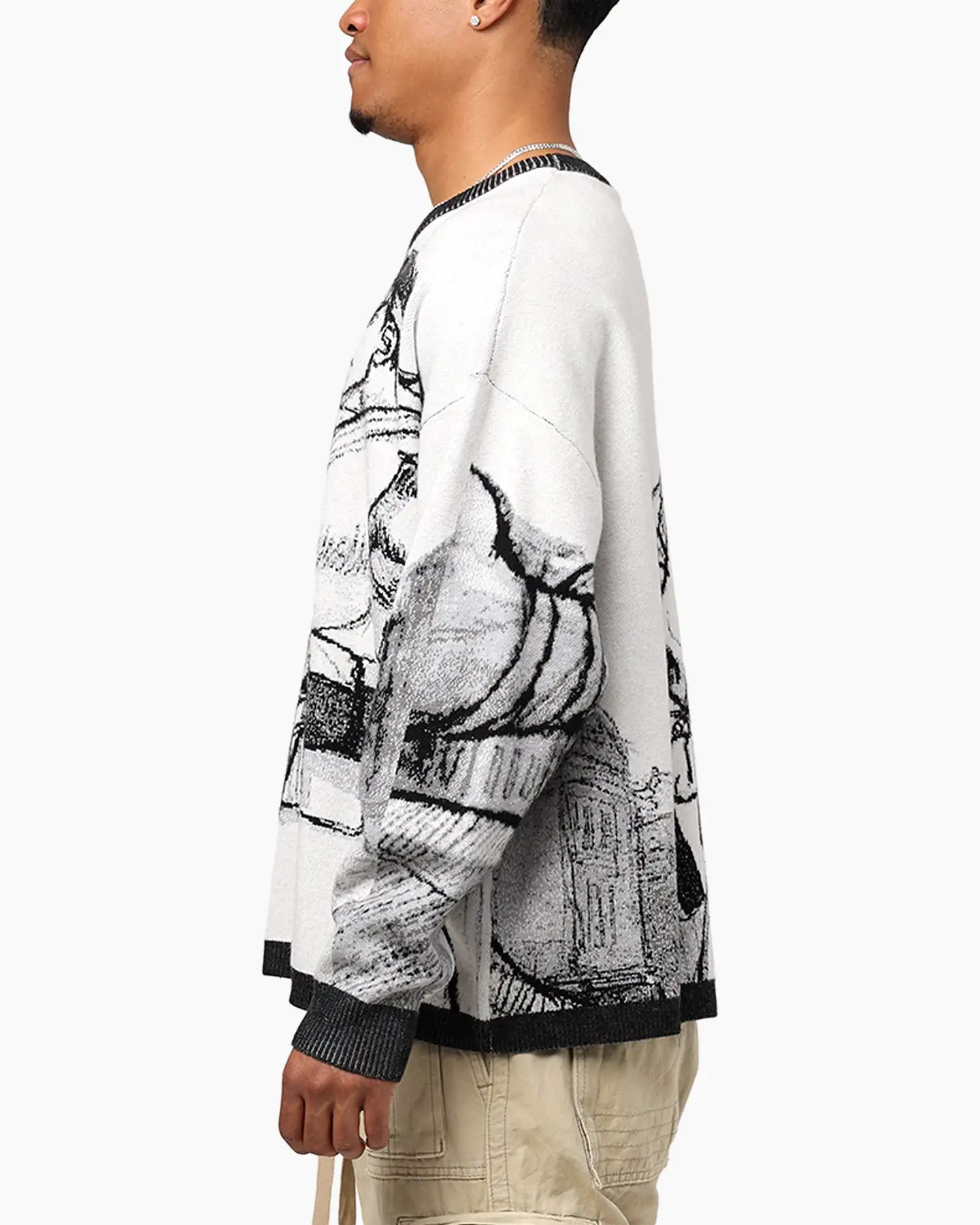 Hypland X Street Fighter Ryu Cropped Sweater White/Black