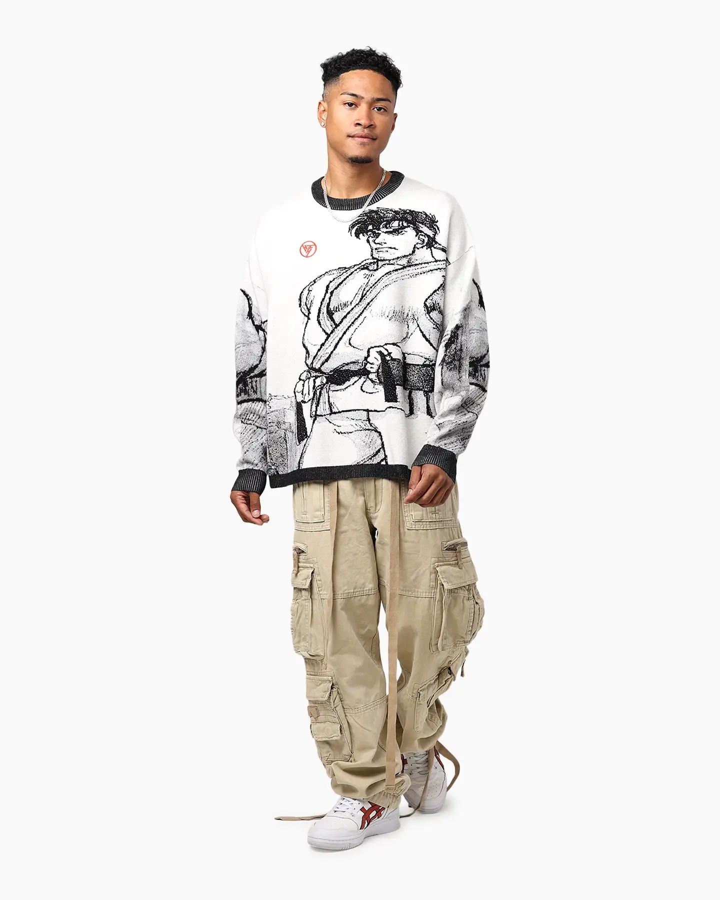 Hypland X Street Fighter Ryu Cropped Sweater White/Black