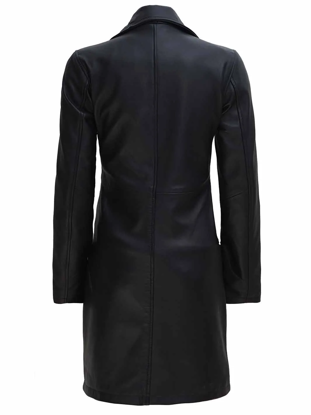 Jackson Petite Women Black Leather Long Coat