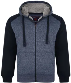 Kam Raglan Sherpa Lined Warm Hoody - Navy