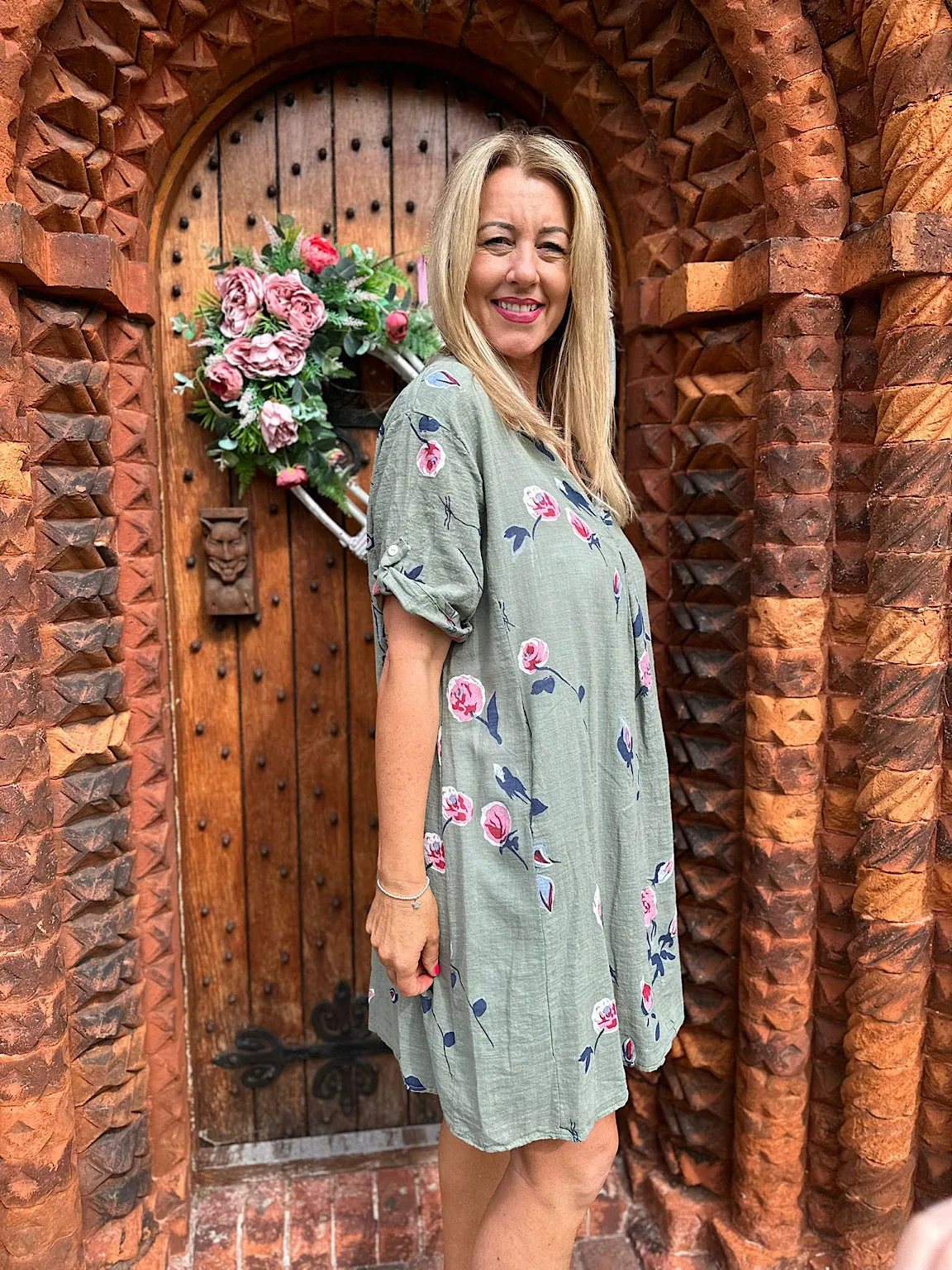 Khaki Floral Pocket Tunic Sasha