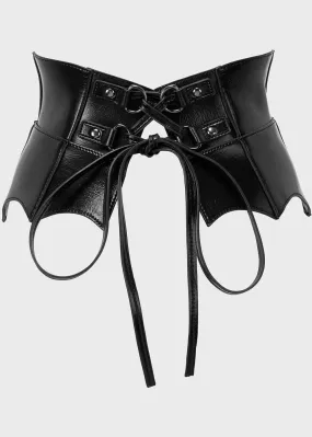 Killstar Wetland Bat Peplum Corset Black