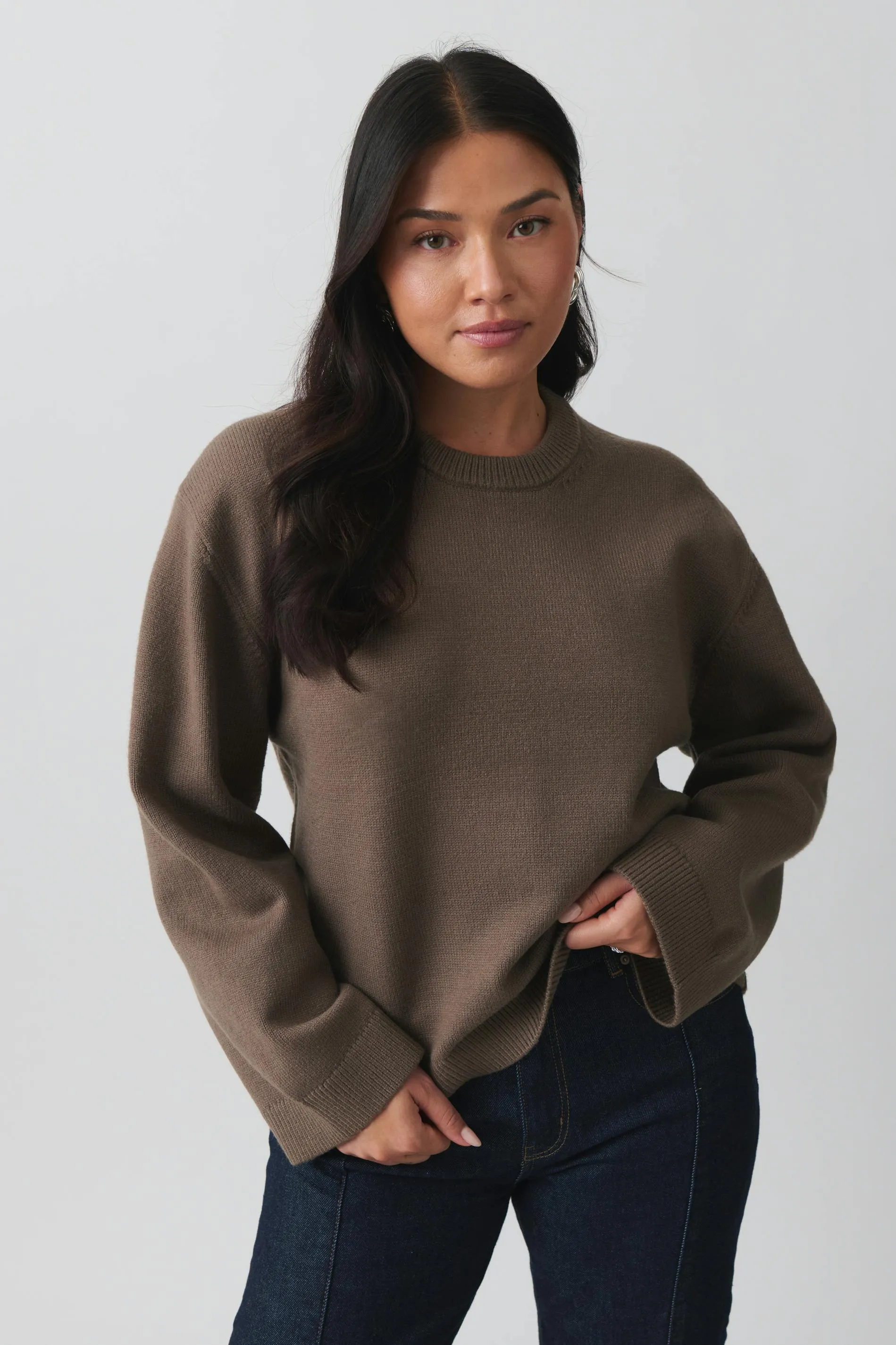 Knitted crew neck sweater