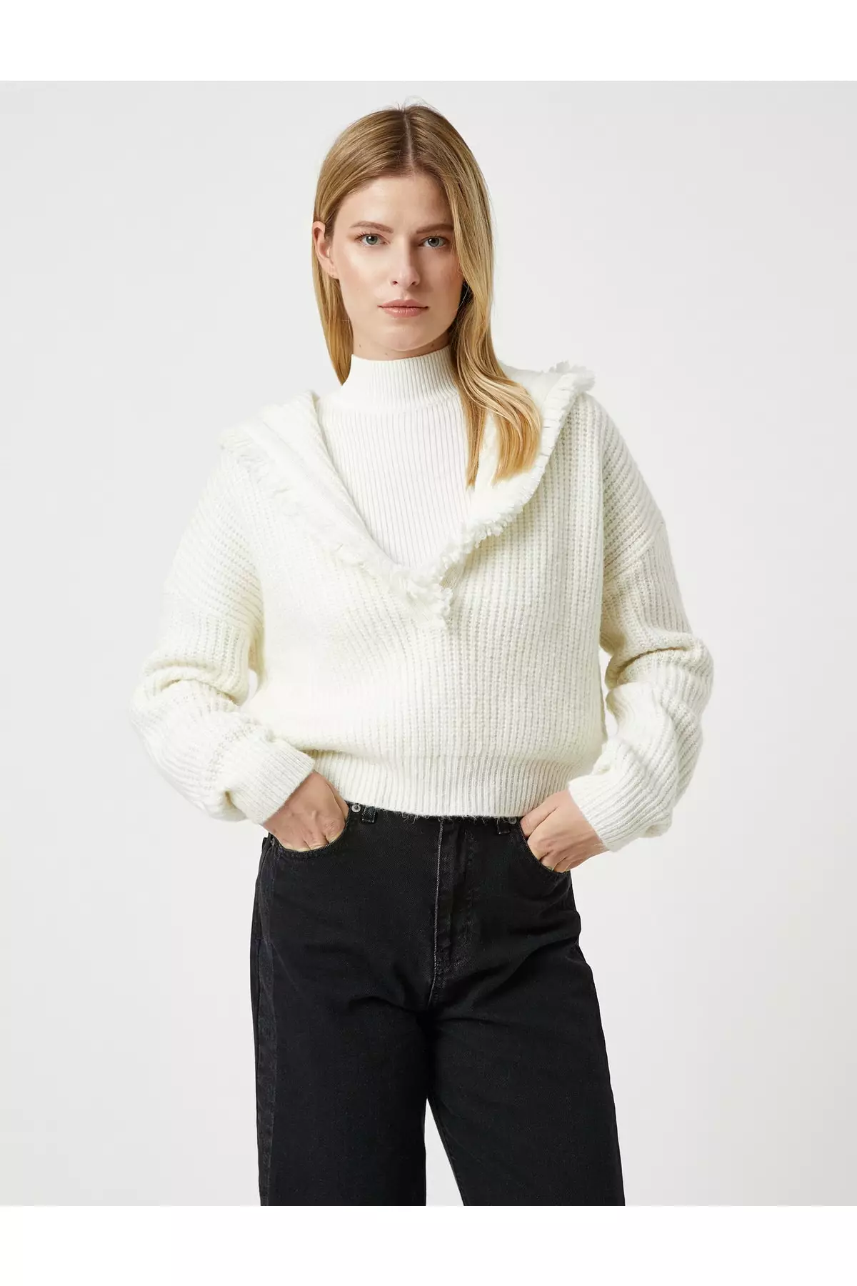 KOTON Hooded Oversized Knitted Sweater