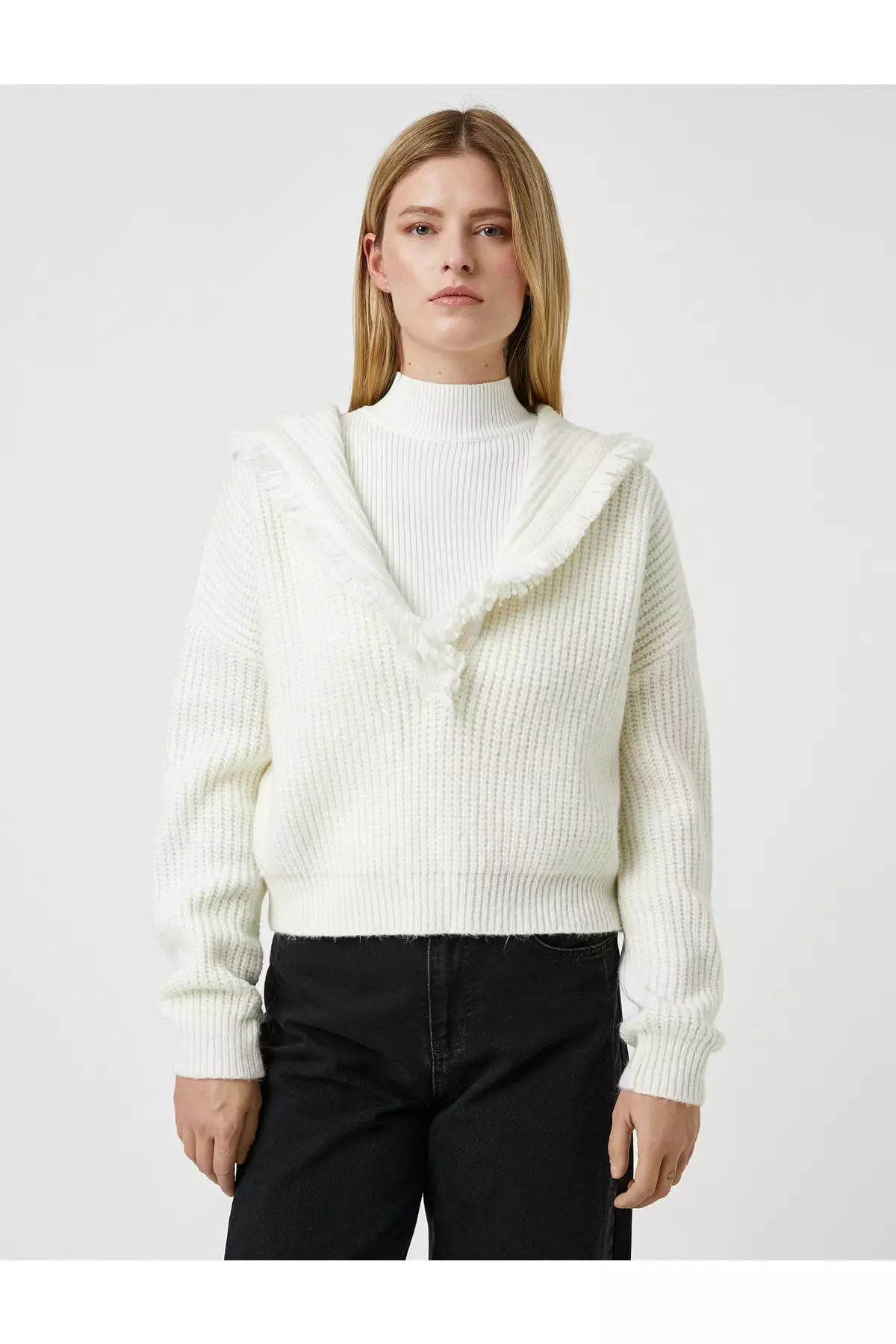 KOTON Hooded Oversized Knitted Sweater